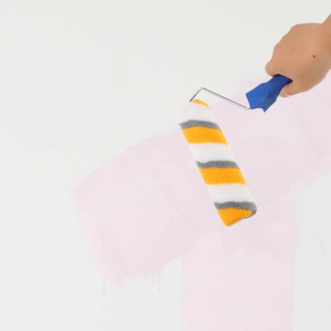 No Sweat Chemical Fiber Paint Roller For Smooth Ceiling Jobs And Easy Interior Decorating With Pro Level Lines And Zero Fuss Application For Quick Diy Makeovers And Touch Ups painting a pink wall.