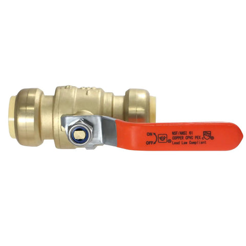1 Inch Push Fit Ball Valves 5 Pack Brass Full Port Leak Free Shut Off With Push To Connect Design NSF ANSI 61 Certified