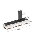 Side view of Five Pack 50K Linear Slide Potentiometers For Dimming And Tuning 35mm Body 15mm Shaft B50K Ohm Fader Resistors