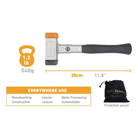 All In One Ball Pang Hammer With Changeable Heads Ball Bearing Built In For Smooth Non Recoil Strikes Exclusive Tool 1.2 lb size 30cm