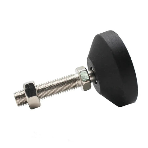Heavy Duty Adjustable Leveling Feet With Swivel Articulating Base Tough As Nails Lathe Leg And Foot Pad No Sweat Setup Rock Steady Support M12 Thread 1 Piece side view of rubber pad with metal screw