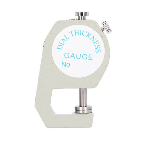 Round Dial Thickness Gauge 0 To 10mm With 0.01mm Resolution, Portable Spring Loaded Tester with white dial face