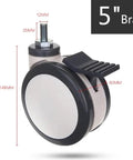 5 Inch Medical Caster Wheels With M12x25 Screw Bearing Brake for hospital cart and bed, heavy-duty, side view