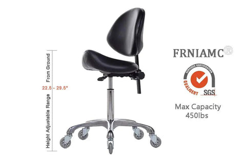 Ergonomic Saddle Stool With Back Support, Adjustable Height 20 To 29.5 Inches, Ideal For Medical Clinics, Studios, Salons, Offices And Home