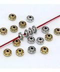 100 Pcs 6 mm Antique Silver Flying Saucer Spacer Beads European Style Metal Beads For Jewelry Making on red thread