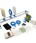 Pro Grade Physical Optics Experiment Kit With Complete Optical Platform Setup showing lenses, rail, and measurement tools for science education.