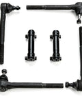 No Nonsense Front Suspension Replacement Set With Outer Tie Rod Ends Plus Eight Greaseable Control Arm Bushings. Black tie rods and seals.