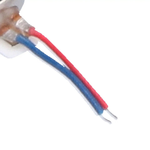 Close-up of red and blue wires on Tiny 50Pcs Mini Vibration Motors Set, DC 3V 10x2.7mm Low Noise Micro Vibrating Motors for Watches and Mobile Phones.