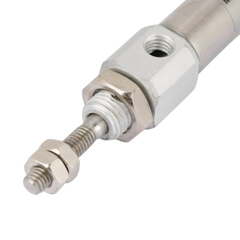 Close-up of High Performance 10mm Bore Double Acting Stainless Steel Pneumatic Cylinder With 30mm Stroke For Automation and Heavy Duty Use