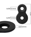 Heavy Duty Figure 8 Fastener Kit for Table Tops and Desks, close-up of black desktop clip with dimensions