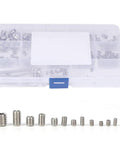 340 Piece Stainless Steel Set Screw Kit With Hex Adapters And Six Wrenches For M2.5 To M8 Machine Screws in plastic case
