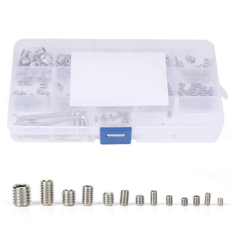 340 Piece Stainless Steel Set Screw Kit With Hex Adapters And Six Wrenches For M2.5 To M8 Machine Screws in plastic case