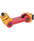 Premium Cnc Mill Positioner And Adjustable Work Stop Locator Designed For Tough Shop Setups showing a red and gold adjustable clamping tool.