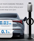 Heavy Duty Floor Mounted EV Chargers Built Like A Tank With Rustproof Steel Outdoor Electric Vehicle Charging Station, compact design close to parked car.