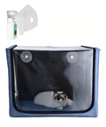 Pet Oxygen Chamber For Small Animals, Multi Function ICU Cage And Nebulizer, 100L clear habitat showing a cat inside