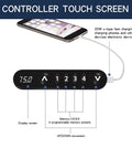 Controller touch screen for Rock Solid 55 Inch Electric Standing Desk with display and memory presets, fast charging port.