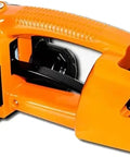 Heavy Duty Electric Strapping Tool For 13 To 16 Mm Pp Pet Bands Build Tough with orange handle and black chamber, ideal for packing.