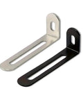 Two Pack Beefy Heavy Duty Slotted Adjustable L Corner Brackets For Wood Furniture Reinforcement, Black And Silver Metal Right Angle Supports