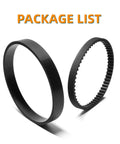 6960W Replacement Belt Set For Bissell ProHeat Upright Vacuums Fits Models 1694W 1697 1698 1699 1799 1846 7901 7920 7950 8806 8905 8910 Series Includes Parts 0150621 2150628 Easy Install No Tools Required showing two black belts, one smooth and one ribbed.