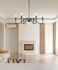Prewired Plug In Chandelier 34.6 Inch Black Farmhouse Modern Hanging Light for Indoor Outdoor Use Gazebo Rustic Industrial
