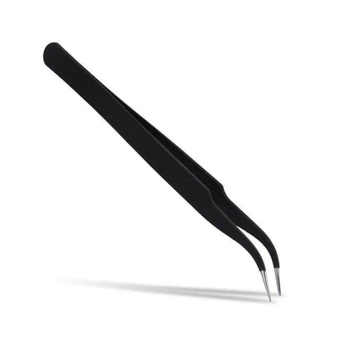 Antistatic curved tweezers from Pro Grade 11 Piece 0.4mm Nozzle Cleaning Kit With Stainless Steel Tweezers And Flexible Cleaning Needles For 3D Printers