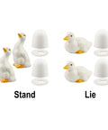 Heckin Cute Duck Toilet Bolt Covers With Ceramic Snap On Screw Caps For Base Bolts, showing white ceramic duck figures and caps.