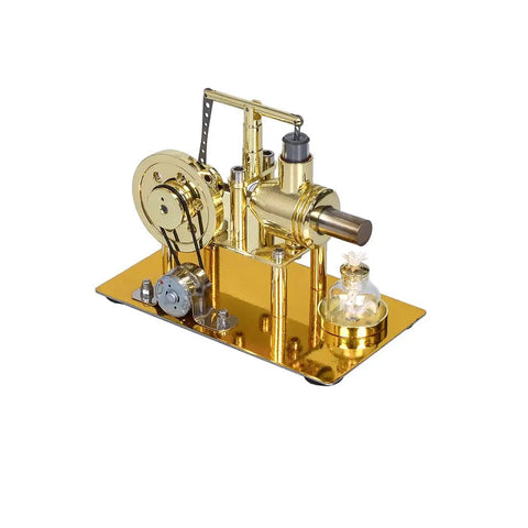 Premium Gold Stirling Engine Generator With Real Moving Pistons And Soft Led Accents making it a dope desktop display piece.