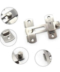 Heavy Duty Metal Gate Latch And Dead Bolt Hasp Lock For Sliding Doors Windows Cabinets Sheds With No Sweat Mounting close up views.