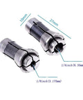 Two Piece Die Grinder Collet Set One Eighth Inch And One Quarter Inch Carbon Steel Chuck With Four Jaw Construction For Strong Grip