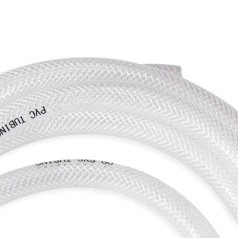 Clear Braided PVC Tubing One Half Inch Inner Diameter Fifty Feet Long Flexible High Pressure Reinforced Vinyl Hose Coiled View