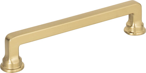 Oskar Collection Warm Brass Cabinet Pull Handle With 5 1/16 In Mounting Hole Spacing, 5 7/8 In Overall Length, 1 1/4 In Projection