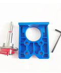 Pro Grade Forstner Drill Bit Set Thirty Five Millimeter Concealed Hinge Jig Kit for Face Frame Cabinets, includes carbide drill bit, jig, and hex key.