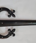 Twenty Two Inch Antique Rustic Cast Iron Door And Gate Hinges Black Faux Farmhouse Barn Shutter Cabinet Hardware For Outdoor Decor With A Dope Badass Vintage Vibe And Top Shelf Artisan Craftsmanship, top view of hinge.