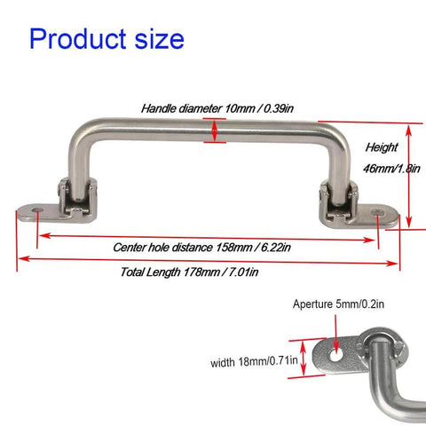 304 Stainless Steel Folding Pull Handle 90 Degree Door And Cabinet Pull Handle For Furniture And Toolbox Heavy Duty 7 Inch Total Length 6.22 Inch Center Hole Distance 158 Millimeters