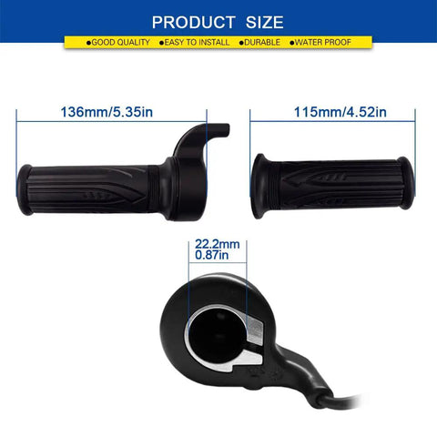 Twist Throttle Grip 22.2mm Waterproof Handlebar Speed Controller For Electric Bikes, Scooters, And Motorcycles, 12V To 72V Compatible, Durable Weatherproof Connector, Easy Install, Wide Voltage Range