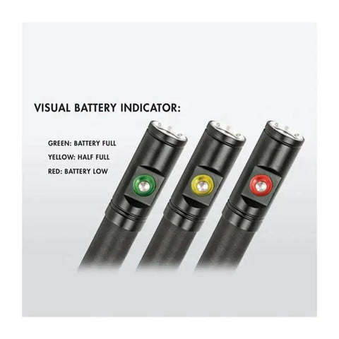 Visual battery indicator of 1000 Lumen USB Video Underwater Dive Light For Photography And Video Compact Waterproof Multi Function, black