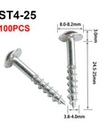Beefy Woodworking Oblique Hole Self Tapping Screws Galvanized ST4 25, metal screws for pocket hole jigs, 100 pcs pack