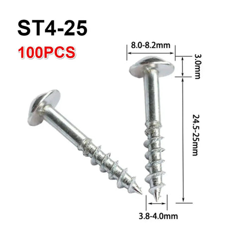 Beefy Woodworking Oblique Hole Self Tapping Screws Galvanized ST4 25, metal screws for pocket hole jigs, 100 pcs pack