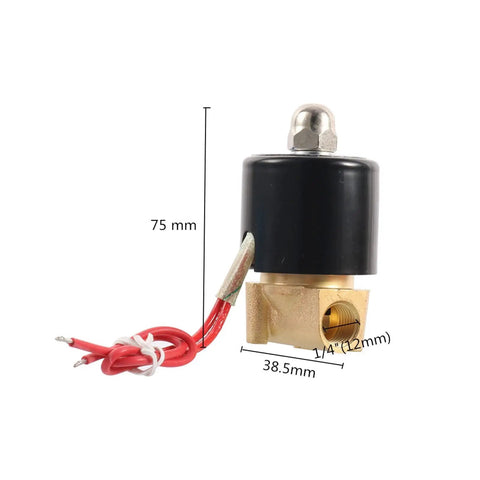 Brass 12 Volt Solenoid Valve For Water And Air Control With Female Thread Switch Magnetic Inlet Coil DC Power For Quick Home Auto Repair, 75mm height, 38.5mm width.