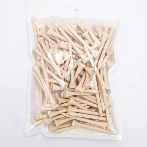 Bulk pack of 100 Three And Quarter Inch Wood Golf Tees For Training And Pro Play, Less Friction Natural Hardwood Tees