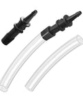 RMA316 manometer tube adapters, 2 pcs; clear tubes with black 3/16–5/16 in fittings (front view)