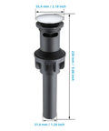 Solid Build Universal Pop Up Sink Drain Stopper With Overflow Chrome Finish Anti Clog Design For Kitchen And Bathroom Sinks - Gray 230mm size.