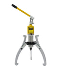 Beast Mode 20 Ton Hydraulic Bearing Puller With 3 Jaw Separator Pulls Hubs Flanges Gears Vertical And Horizontal Strong Steel Rust Proof In Carry Case For Garage Pros Need Reliable Heavy Duty Grip On Tricky Car Jobs Needing Raw Muscle And Power., three jaw hydraulic puller with yellow handle and steel jaws