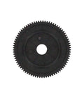 81T Spur Gear BS702-015 Replacement for RC cars and trucks, black 81 tooth gear for smooth power transfer, front view.