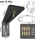 No Nonsense Heavy Duty Wall Mounted Corner Shelf Bracket Pair, Knockout Floating Metal Steel Support dimensions and included screws
