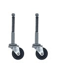 Two Pack Spring Loaded Ladder Casters With Two Inch Rubber Wheels Zinc Plated Eighty Pound Capacity Two And A Half Inch Overall Height Five Sixteenths Inch Threaded Stem Diameter Five Eighths Inch Thread Length Set Of Two