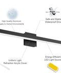 27.6 Inch Modern Black Vanity Light LED For Bathroom Wall Mount Fixture With White Light 1040 Lumen 6000K Bright White 2835 SMD
