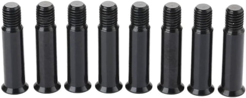 Eight Pack Inline Skate Axle Screws For Wheel Fastening Heavy Duty Aluminum Alloy Replacement Parts 34mm Length 8mm Diameter Easy Install For Rollerblades And Inline Skates showing eight black screws in a row