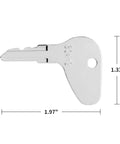 Close-up of a key from an Ignition Key Replacement Kit 5 Piece For Kubota Mahindra Mitsubishi Case Cad Tractors And Construction Equipment