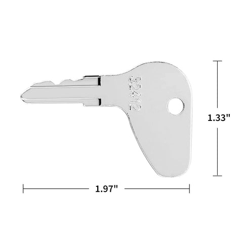 Close-up of a key from an Ignition Key Replacement Kit 5 Piece For Kubota Mahindra Mitsubishi Case Cad Tractors And Construction Equipment